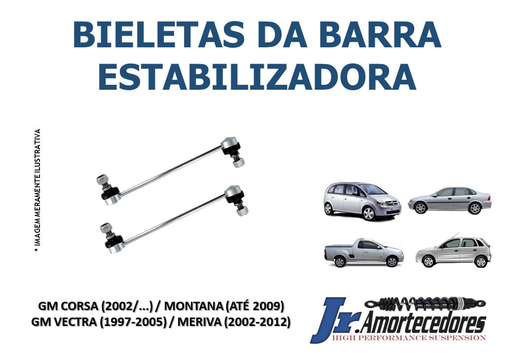 PAR DE BIELETAS ESTABILIZADORAS DIANTEIRAS CORSA (2002/...) / MERIVA / MONTANA (.../2009) / VECTRA (1997/...)