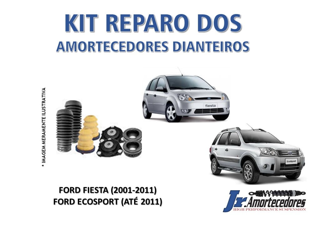 KIT COMPLETO DOS AMORTECEDORES DIANTEIROS FIESTA (2001/2011) ECOSPORT (ATÉ 2012) (BATENTE + GUARDA PÓ + COXIM + ROLAMENTO)