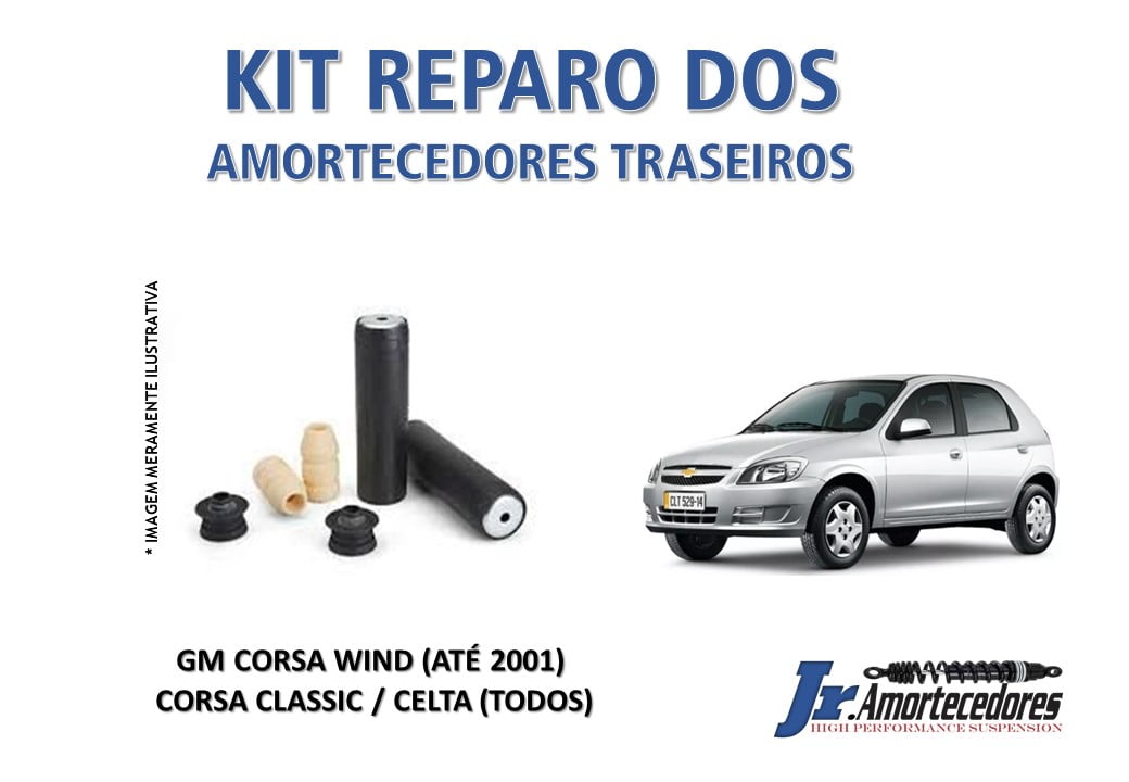 KIT REPARO DOS AMORTECEDORES TRASEIROS COMPLETO CORSA WIND / CORSA CLASSIC / CELTA