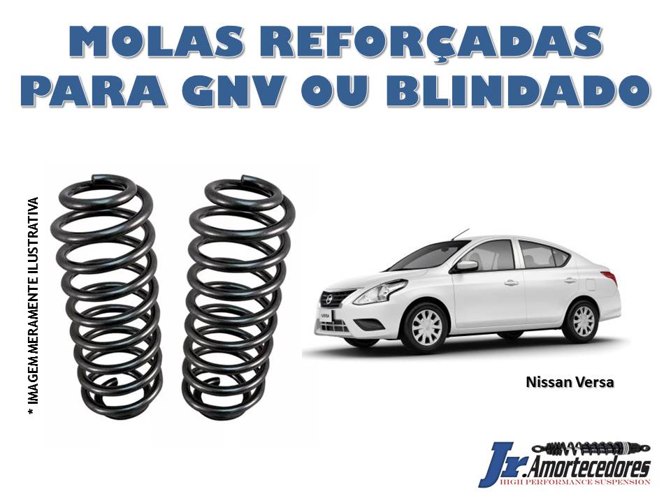 PAR DE MOLAS TRASEIRAS REFORÇADAS NISSAN VERSA GNV OU BLINDADOS. MOLAS GNV VERSA. MOLAS REFORÇADAS VERSA. MOLAS NIOSSAN KIT GAS