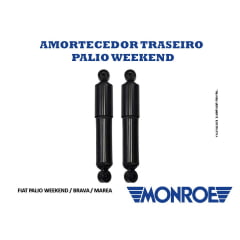 PAR DE AMORTECEDOR TRASEIRO NOVO MONROE  APLICAÇÃO:  Fiat Brava Elx - 1.6 16V - 1999 a 2003 Fiat Brava Hgt - 1.8 16V - 2000 a 2002 Fiat Brava Sx - 1.6 16V - 1999 a 2003 Fiat Coupe - 1995 a 1996 Fiat Marea - 2.0 20V Turbo - 1998 a 200 Fiat Marea Elx - 2.0 