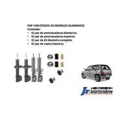 JOGO COMPLETO DE AMORTECEDORES MAIS KIT DE REPARO DOS AMORTECEDORES FIAT UNO