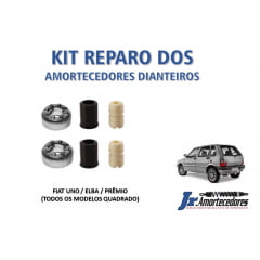 KIT COMPLETO DOS AMORTECEDORES DIANTEIROS UNO / PRÊMIO / ELBA (BATENTE + GUARDA PÓ + COXIM)